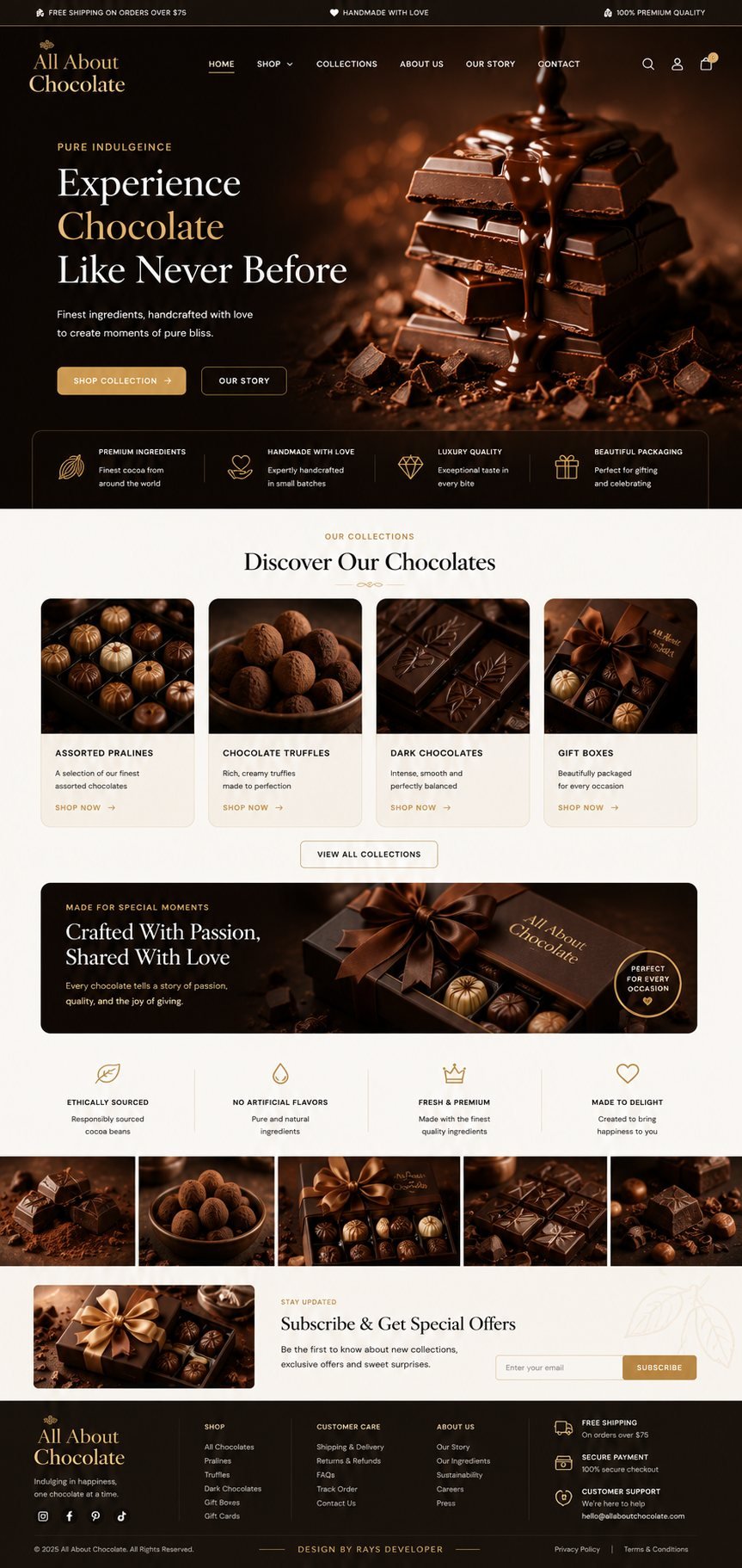 All About Chocolate premium chocolate store designed by Rays Developer